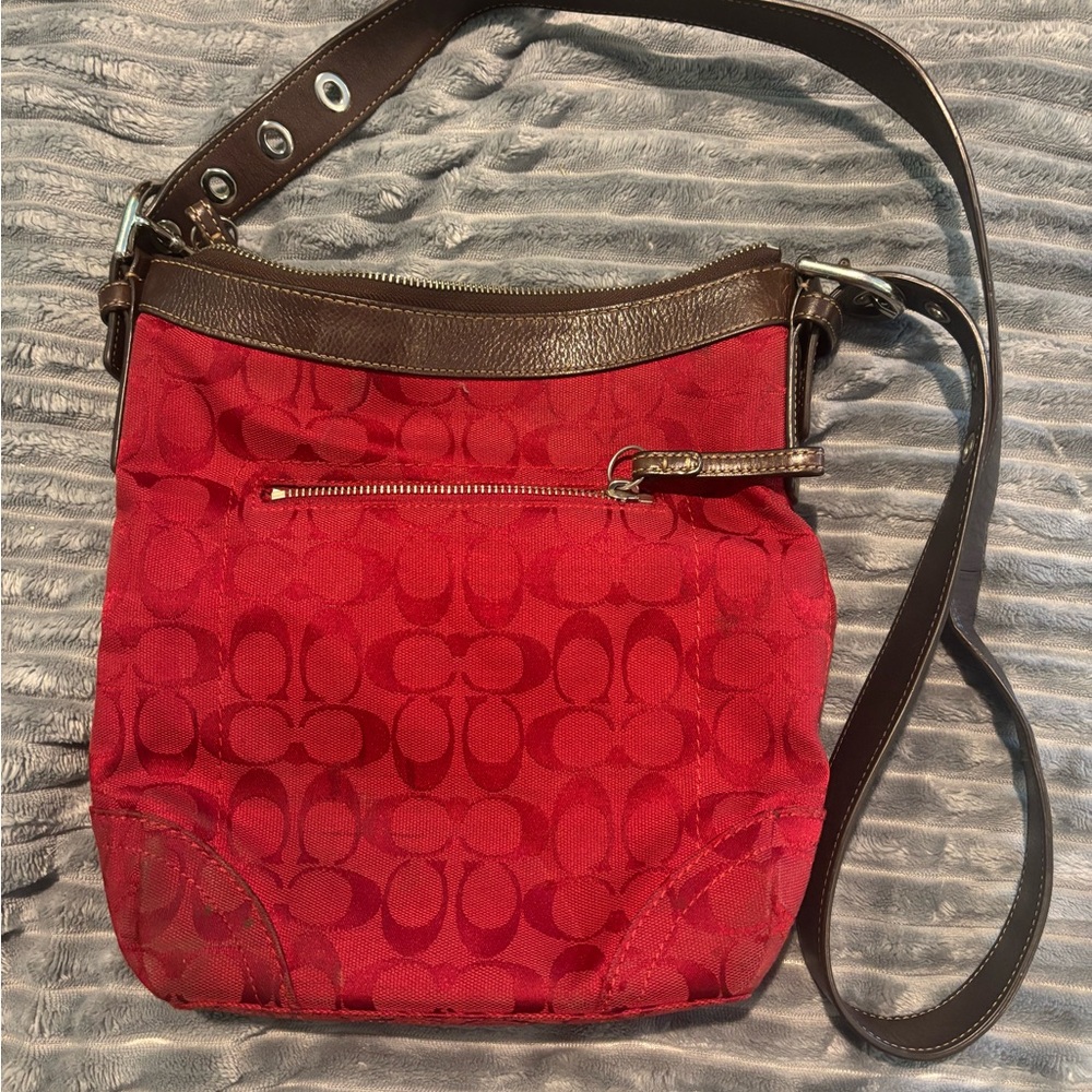 Coach Red and Brown Crossbody Bag